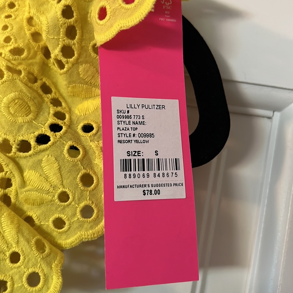 NWT Lilly Pulitzer Resort Yellow Plaza Top - Picture 3 of 5